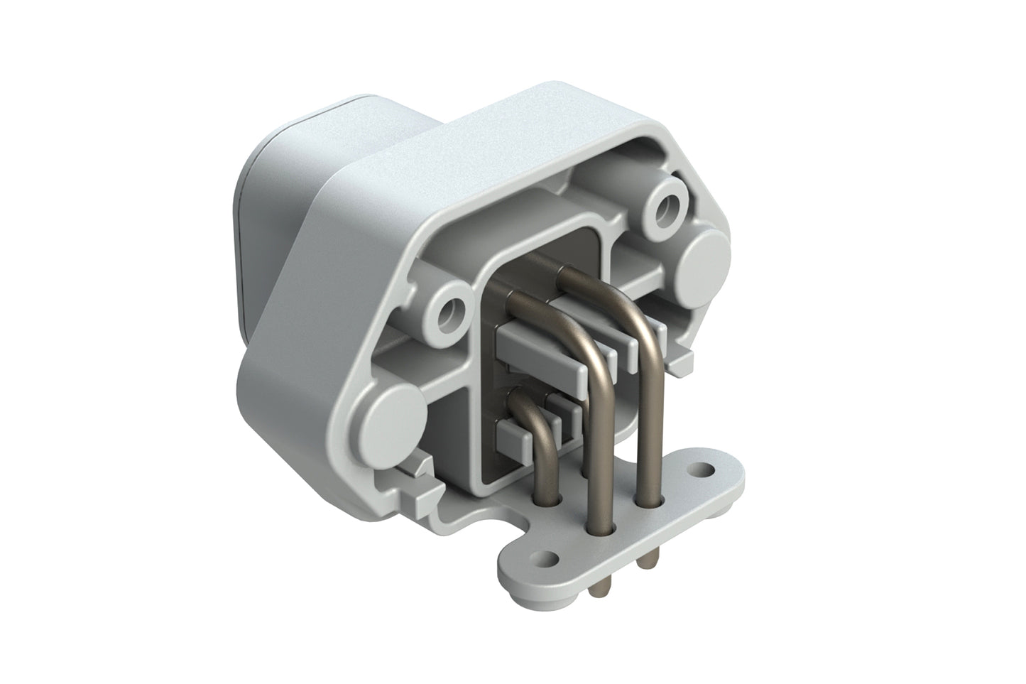 ATP13-4P-BM04GRY 4 Position 90° PCB Flange Mount Receptacle,molded tin Pins, potted, Grey