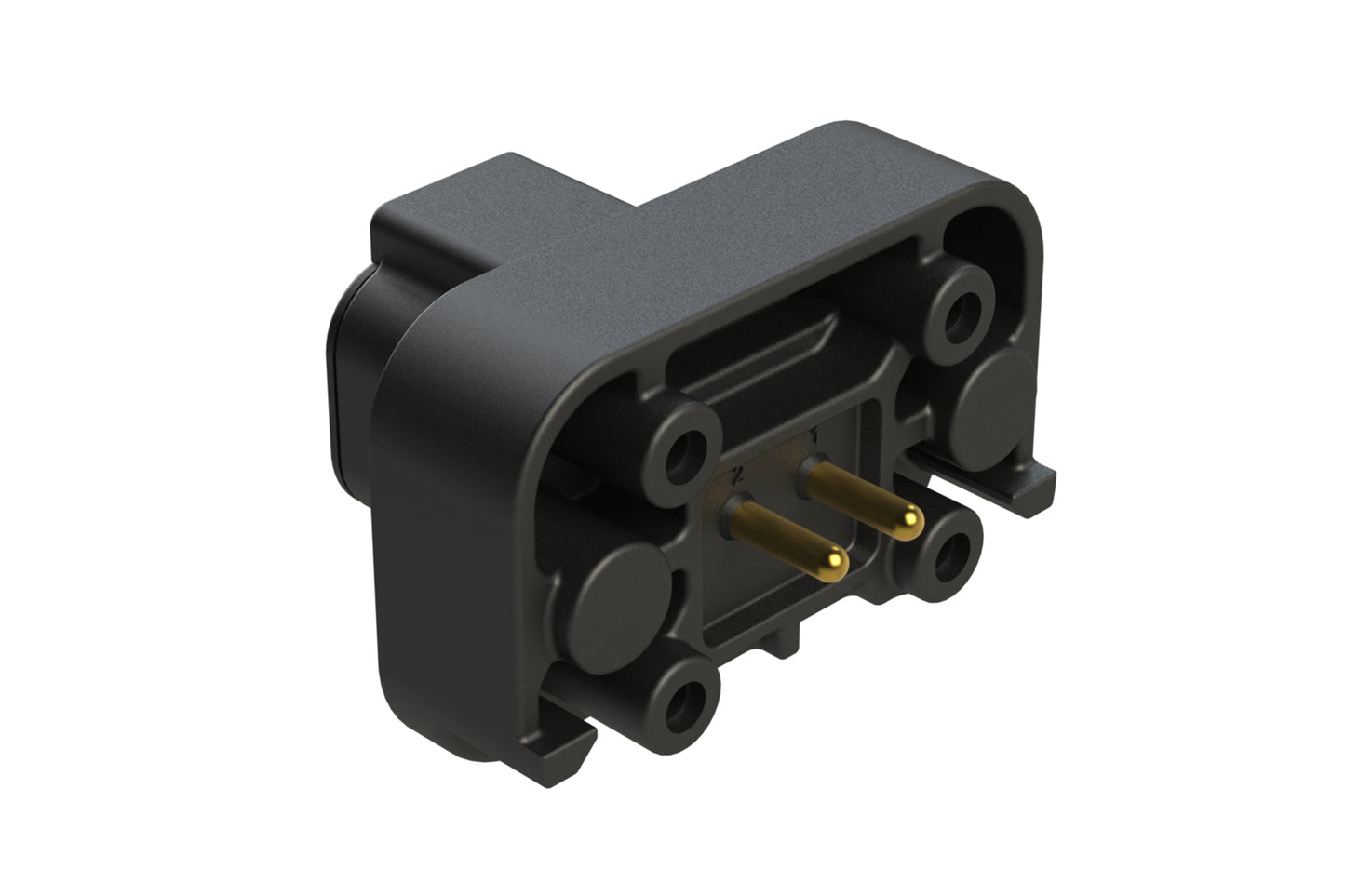 ATP15-2P-BM01BLK 2 Position Straight PCB Flange Mount Receptacle, molded gold Pins, Black