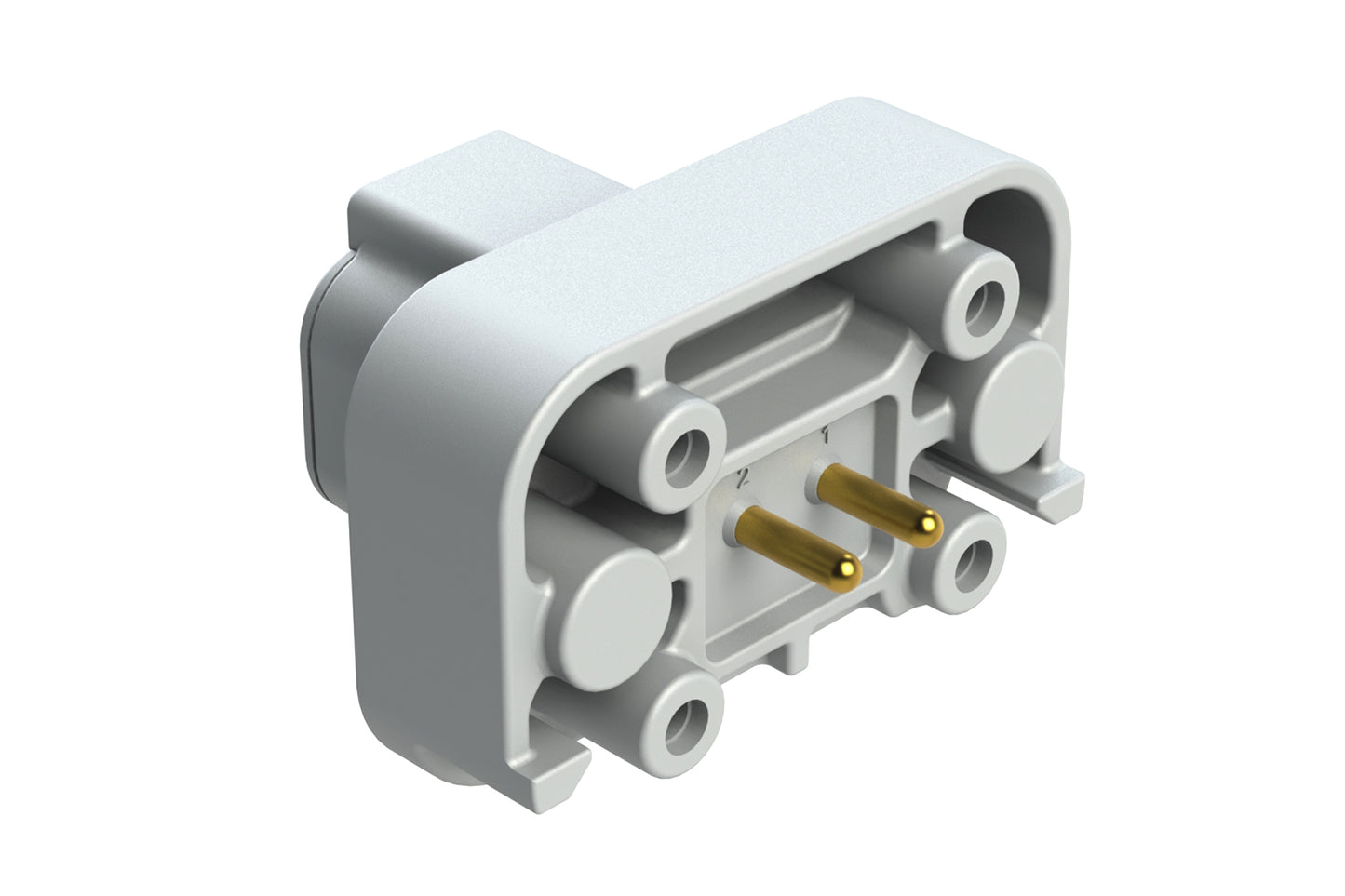 ATP15-2P-BM01GRY 2 Position Straight PCB Flange Mount Receptacle, molded gold Pins, Grey