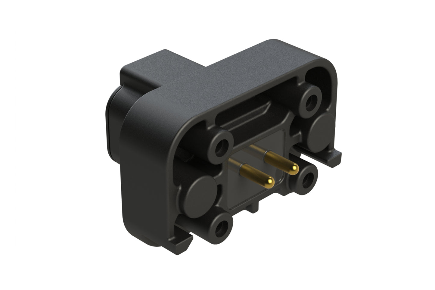 ATP15-2P-BM02BLK 2 Position Straight PCB Flange Mount Receptacle, molded gold Pins, potted, Black