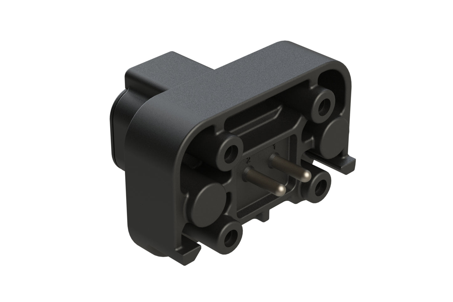 ATP15-2P-BM03BLK 2 Position Straight PCB Flange Mount Receptacle, molded tin Pins, Black