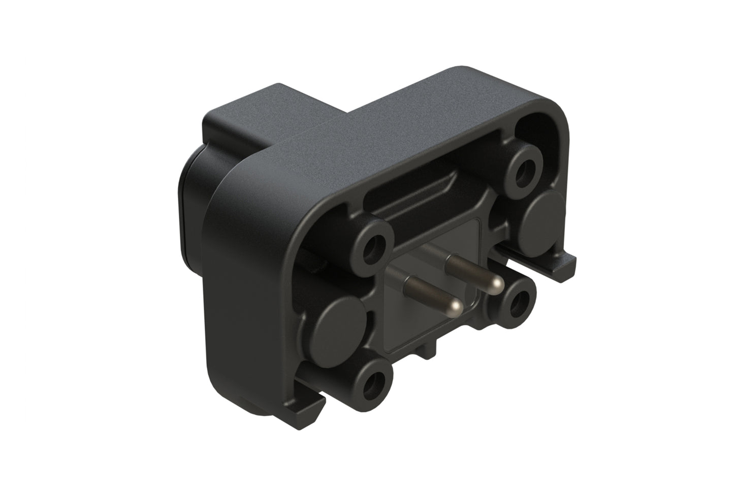 ATP15-2P-BM04BLK 2 Position Straight PCB Flange Mount Receptacle, molded tin Pins, potted, Black