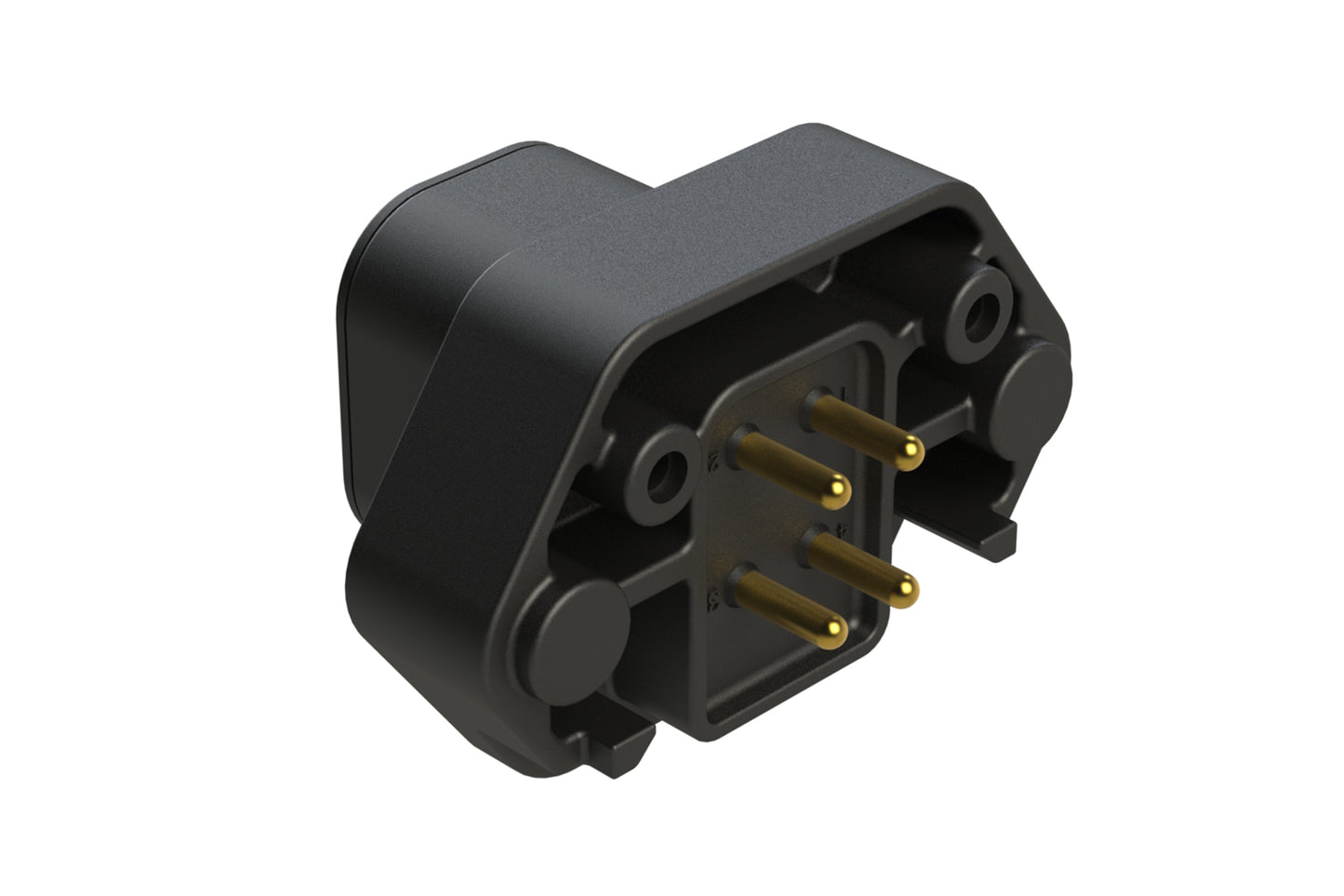 ATP15-4P-BM01BLK 4 Position Straight PCB Flange Mount Receptacle, molded gold Pins, Black