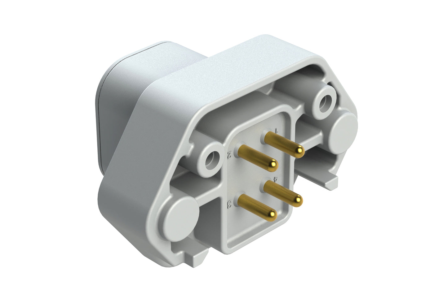 ATP15-4P-BM01GRY 4 Position Straight PCB Flange Mount Receptacle, molded gold Pins, Grey