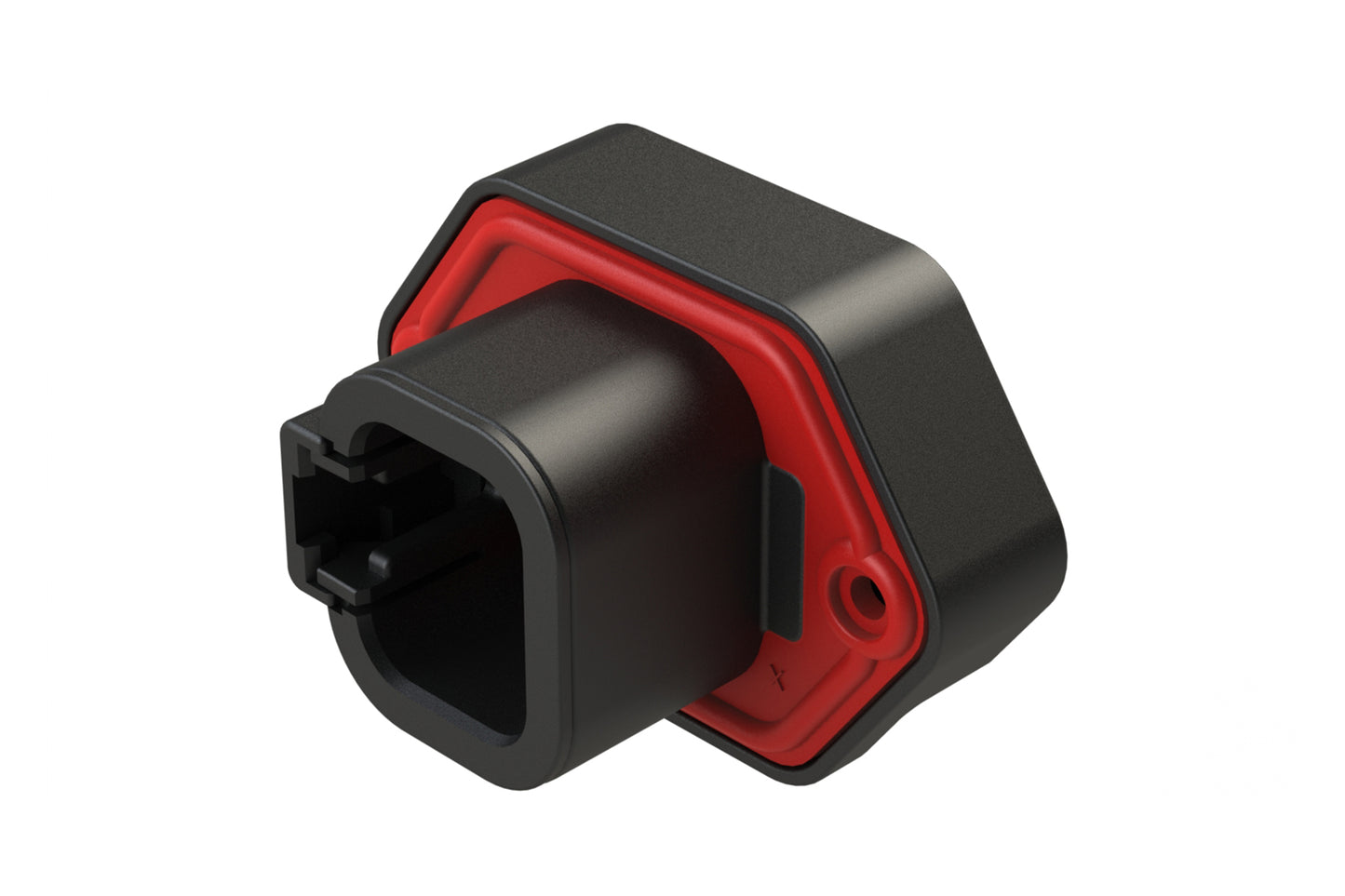 ATP15-4P-BM02BLK 4 Position Straight PCB Flange Mount Receptacle, molded gold Pins, potted, Black