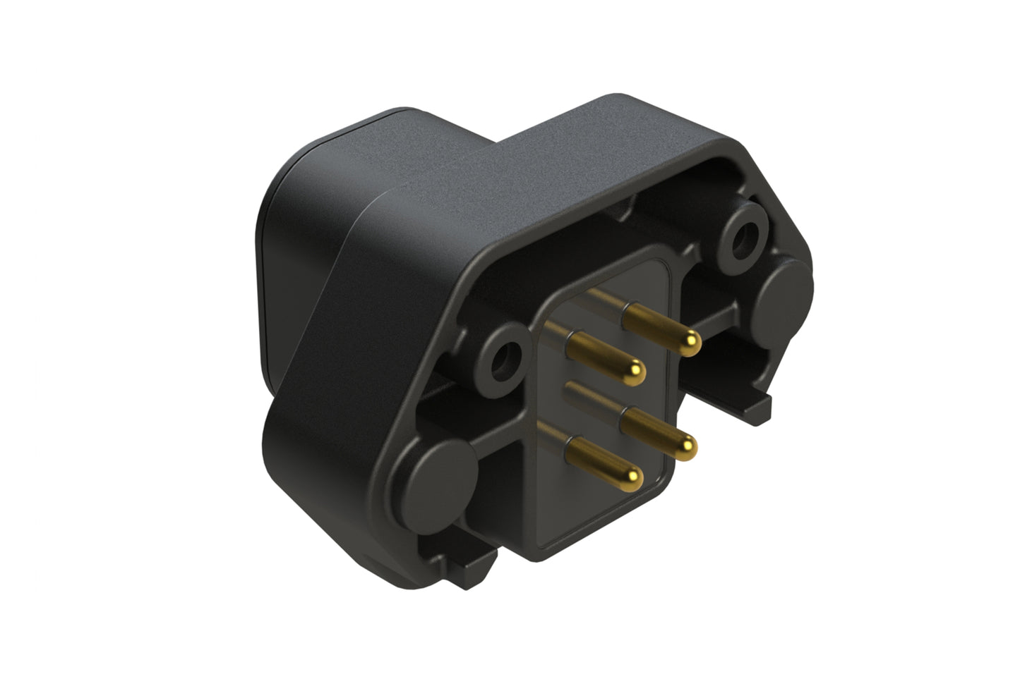 ATP15-4P-BM02BLK 4 Position Straight PCB Flange Mount Receptacle, molded gold Pins, potted, Black
