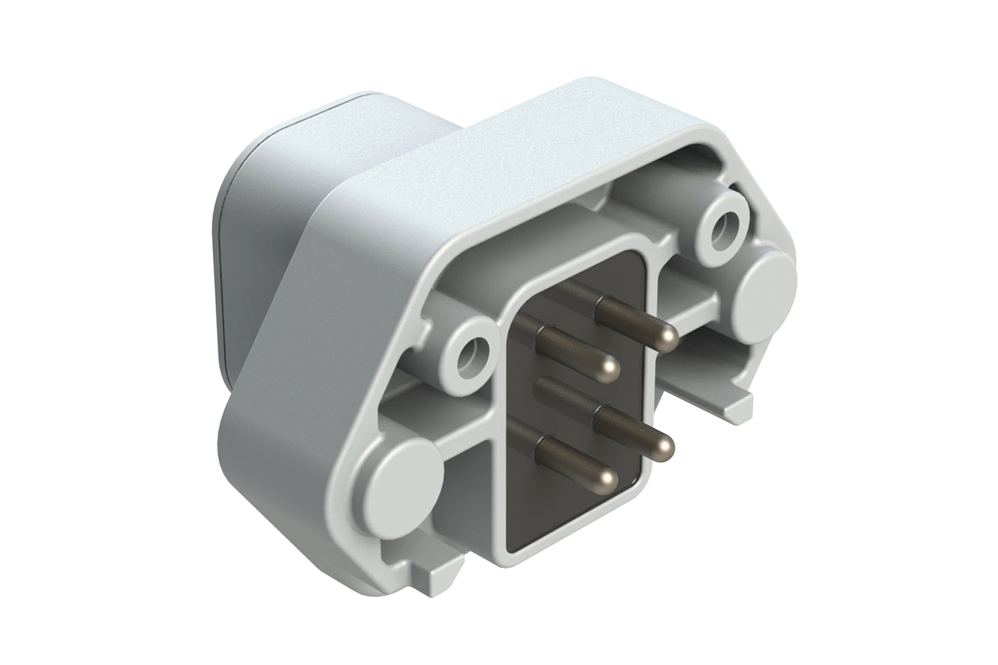 ATP15-4P-BM04GRY 4 Position Straight PCB Flange Mount Receptacle, molded tin Pins, potted, Grey