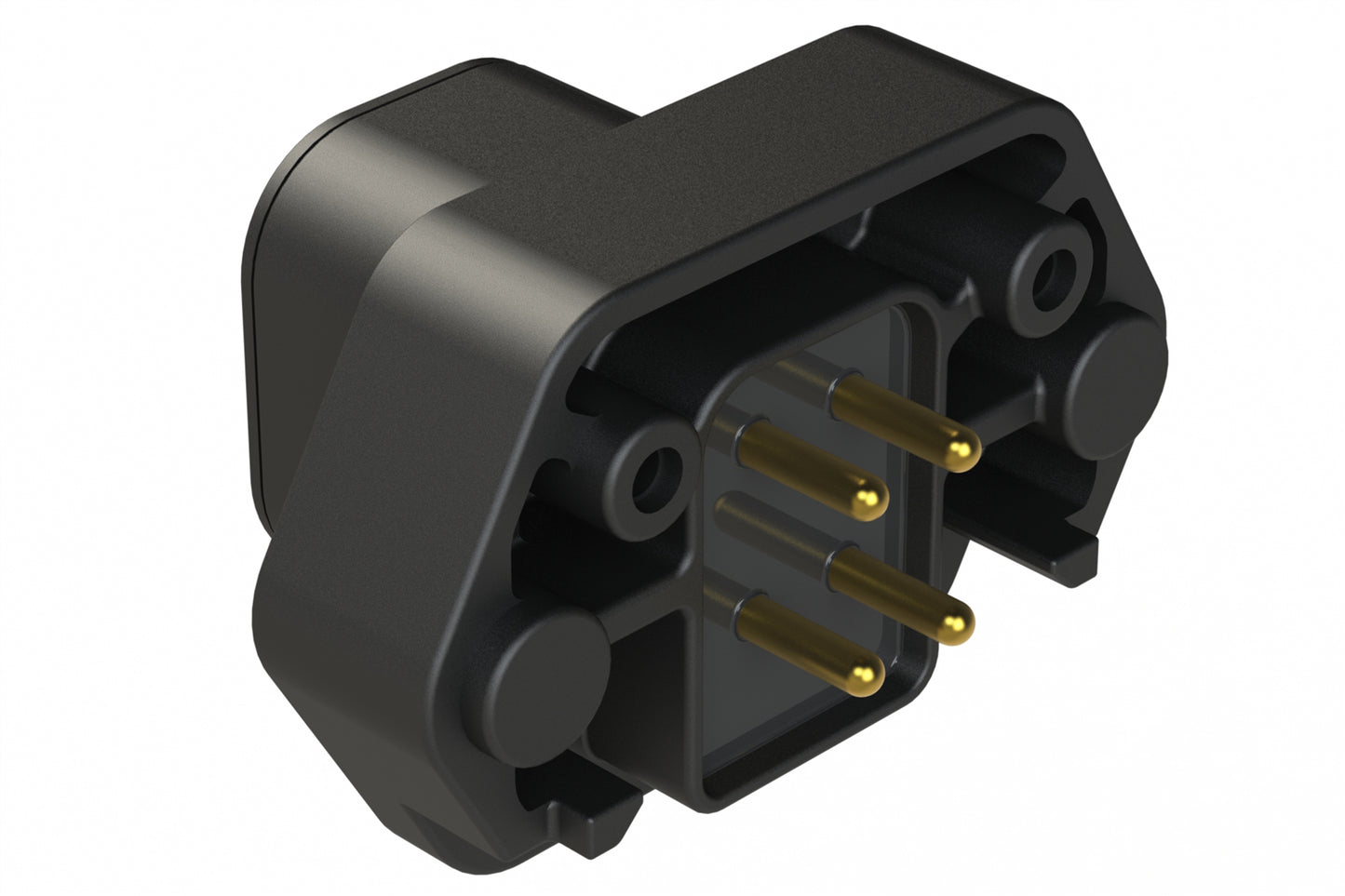 ATP15-4PB-BM02 4 Position PCB Receptacle with Flange, Pin, Gold Plated, Self-Threading, Gasket, Potted, Keyed B, Black