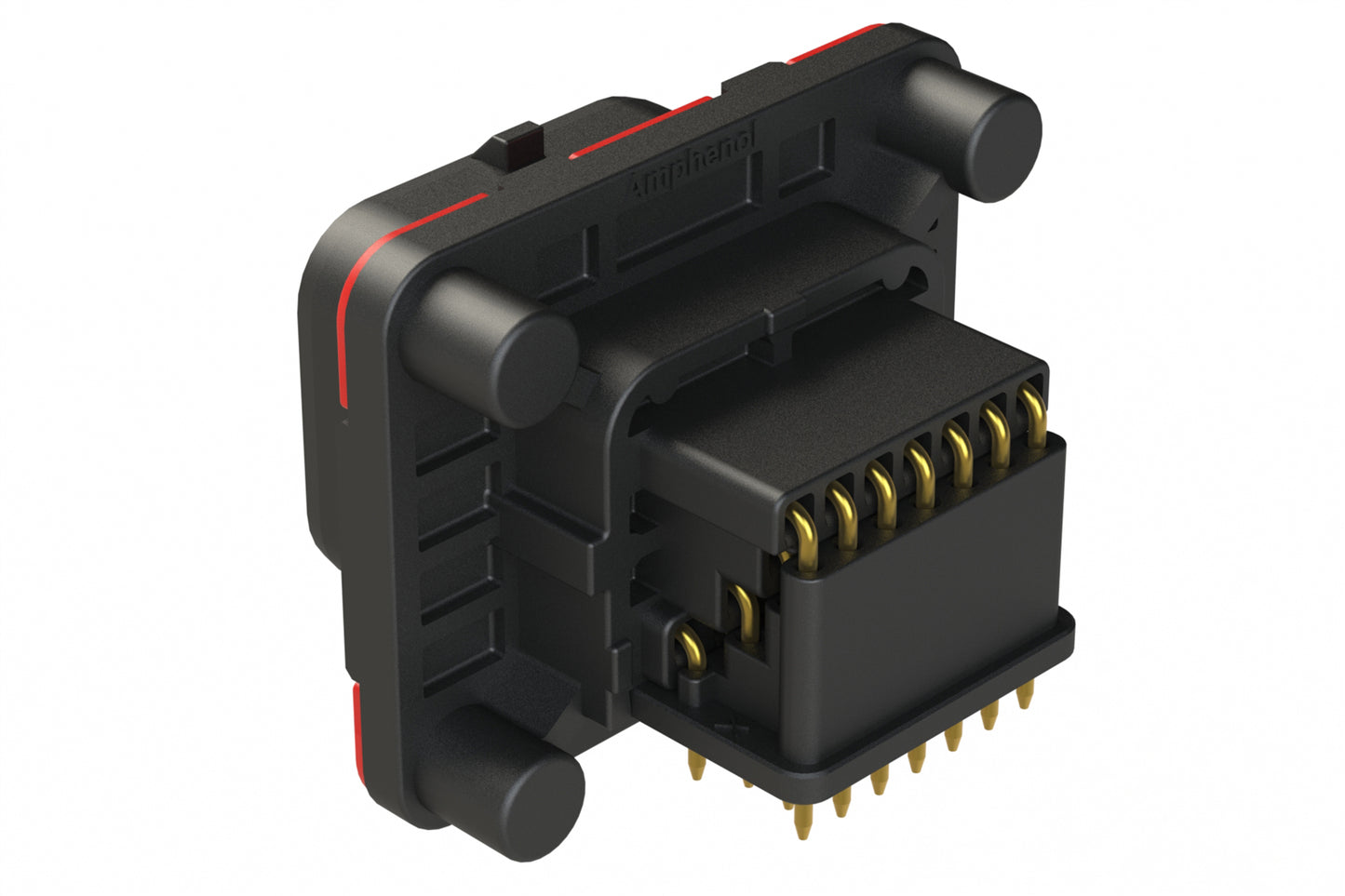 ATS13-26PA-BM01 26 Position PCB Receptacle with Sealed Flange, Right Angle, Pin, Contact Size 20, Keyed A, Self-Threading, Black