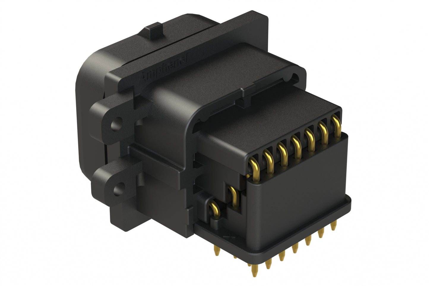 ATS13-26PA-BM21 26 Position PCB Receptacle with 3 Hole Flange, Right Angle, Pin, Contact Size 20, Keyed A, Self-Threading, Black