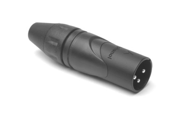 AX3MB 3 pole Pin (Male) Plug.AX XLR Audio Cable Connector. Black Finish. Comparable part no: NC3MXX-BAG
