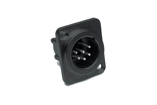 AX6AMDVB 6A Pole XLRMale ChassisMount, Vertical PCB,Machined Contacts, Black Finish