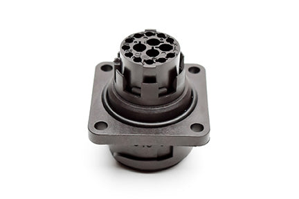 C016 10C014 000 1 14+PE Male receptacle with mounted gasket. Mounting hole Ø26.2. Suitable sealing for fixing screws must be provided. For use with crimp contacts (sold separately).