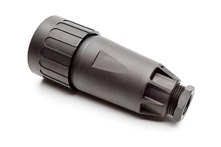C016 10E012 003 2 12+PE Female cable connector with internal strain relief and cable retention. For use with crimp contacts (sold separately).