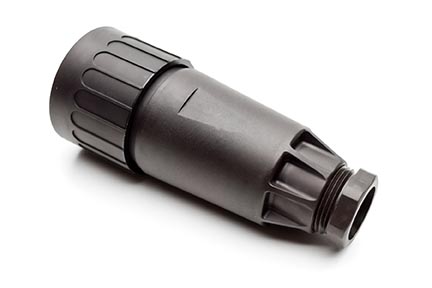 C016 10E012 004 2 12+PE Female cable connector with internal strain relief and cable retention. For use with crimp contacts (sold separately).