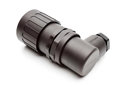 C016 10F019 004 2 19+PE Female cable connector with strain relief and clamping ring. For use with crimp contacts (sold separately).
