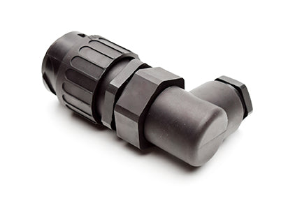 C016 10K008 003 1 8+PE Male cable connector with strain relief and clamping ring. For use with crimp contacts (sold separately).