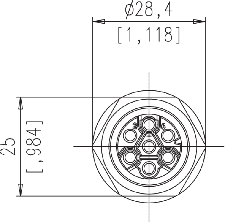 C016 10P006 806 12 6+PE Male receptacle, crimp version.