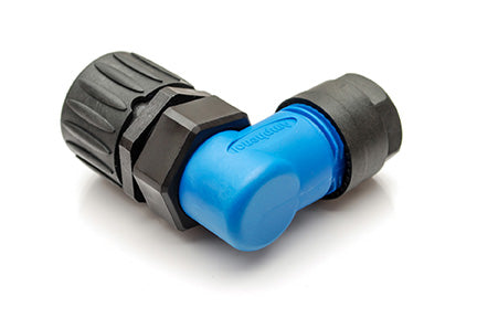 C016 30F006 200 10 6+PE Female, right angled cable connector with strain relief and clamping ring