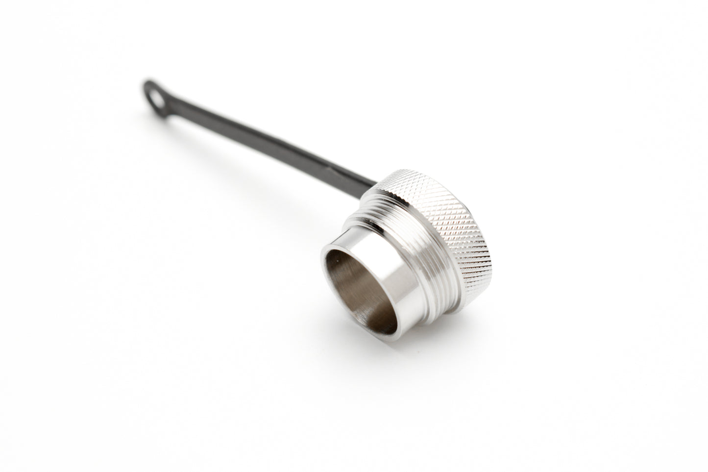 C091 00V000 130 2 Protective cap with 60mm plastic leash. Brass nickel plated. For use with female receptacles.