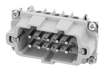 C146 10A010 002 1 10 + PE Heavy duty male contact insert for screw termination.