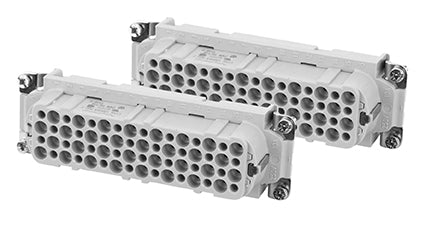 C146 10B064 005 2 128+PE Heavy duty female contact insert for stamped crimp contacts. May be engaged or disengaged when live but without electrical load.