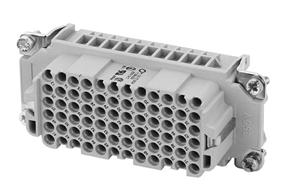 C146 10B072 000 9 72+PE Heavy duty female contact insert for stamped crimp contacts. May be engaged or disengaged when live but without electrical load.usings/hood Comparable Part No. 09160723101