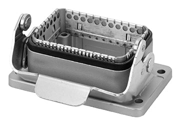 C146 11F006 902 8 Version B housing with bulkhead mounting. Standard flange with ground strap. Conductive surface with standard locking levers. High attenuation. Same dimensions as standard housings. Comparable Part No. 09628060301