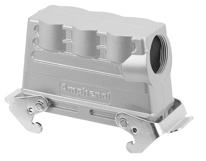 C146 21R024 502 1 Side entry low profile housings hood with two lever lockings. No stud. Comparable Part No. 09300241431