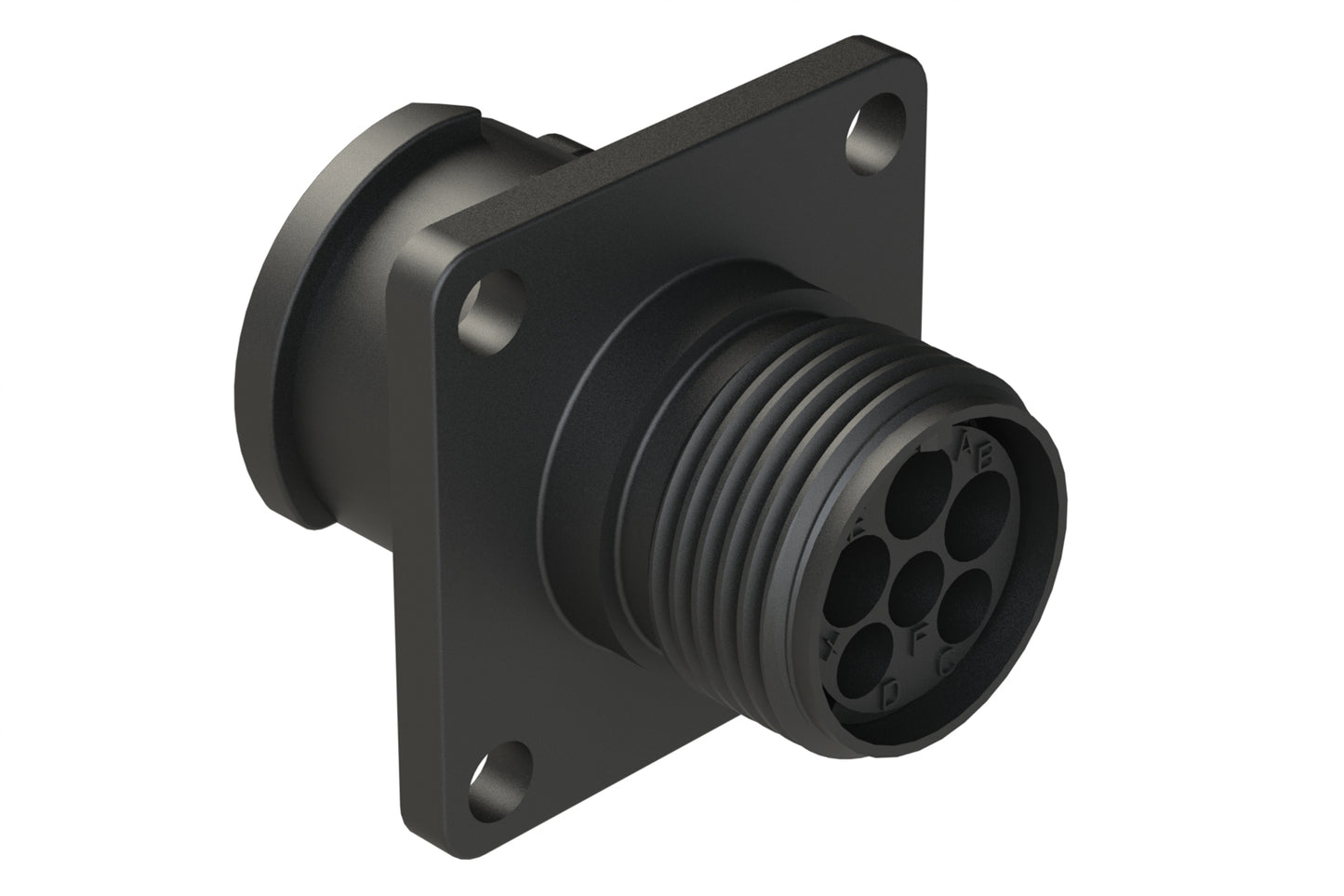 FLS010N3W3S03 Receptacle, Square Flange, 6 (3+3) Position, Female, Shell Size 10, Silicone Seal, Auto-Lock