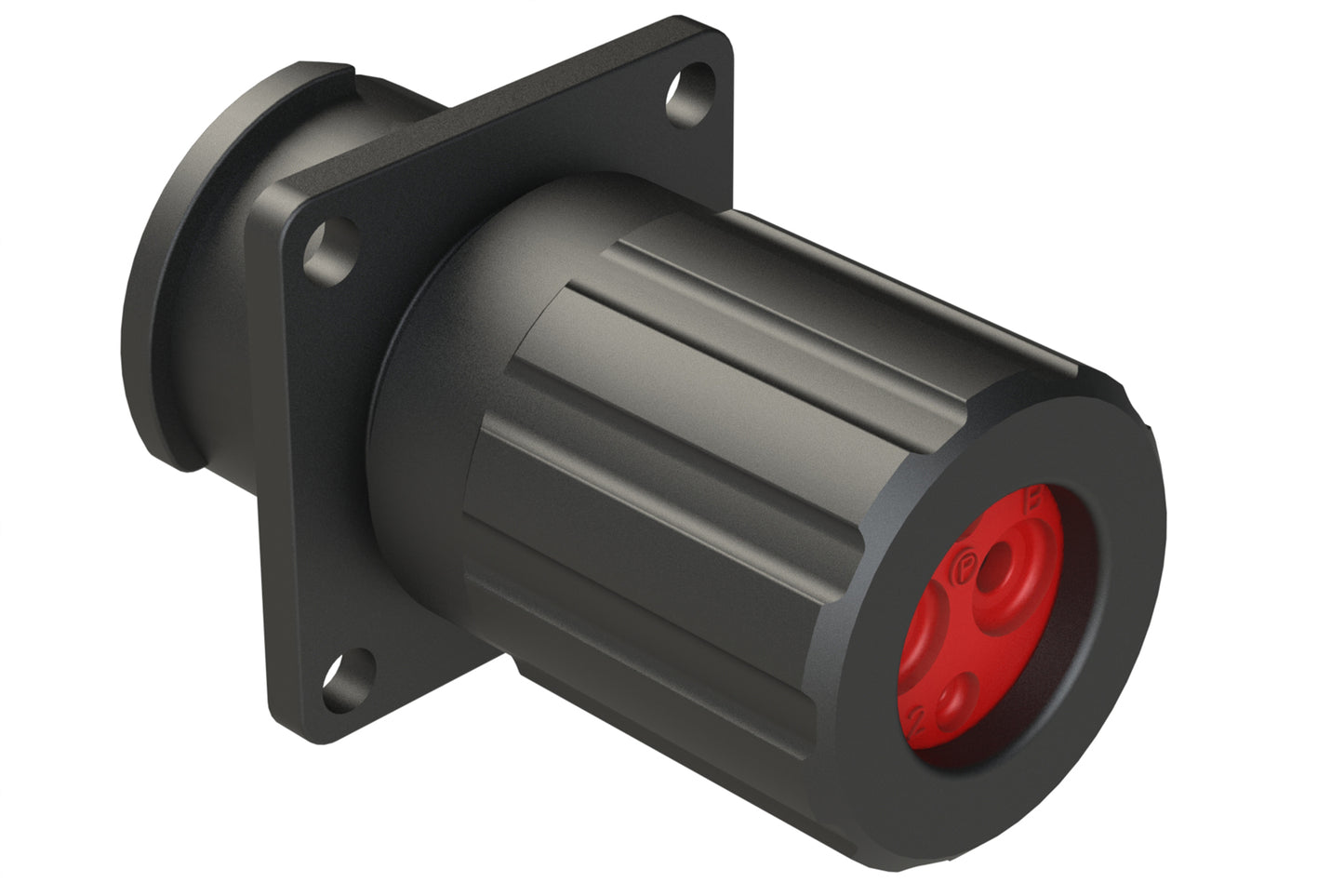 FLS012N2PHEC03 Receptacle, Square Flange, 4 (2+2) Position, Male, Shell Size 12, Silicone Seal and End Cap with Individual Wire Sealing, Auto-Lock