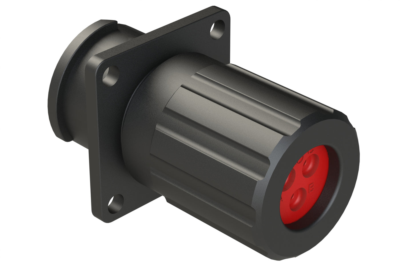 FLS012N3PHEC03 Receptacle, Square Flange, 3 Position, Male, Shell Size 12, Silicone Seal and End Cap with Individual Wire Sealing, Auto-Lock