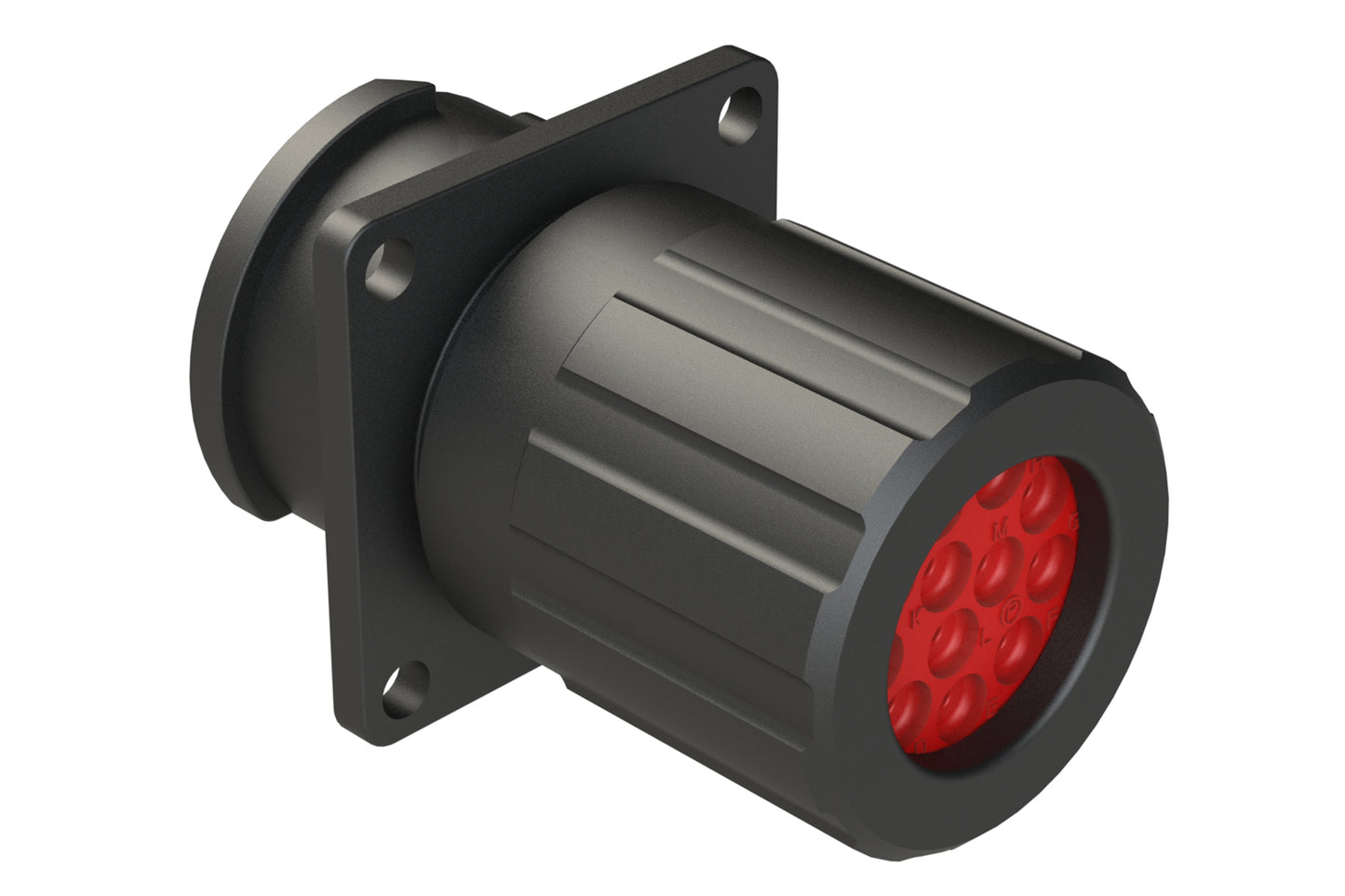 FLS014N12PHEC03 Receptacle, Square Flange, 12 Position, Male, Shell Size 14, Silicone Seal and End Cap with Individual Wire Sealing, Auto-Lock