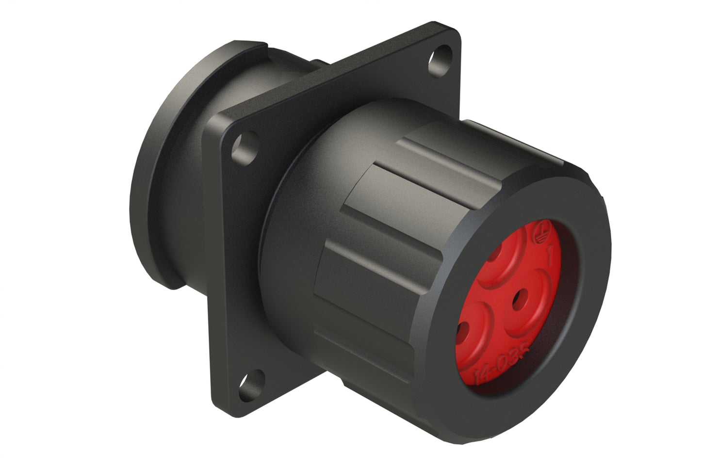 FLS014N3SHEC03 Receptacle, Square Flange, 3 Position, Female, Shell Size 14, Silicone Seal and End Cap with Individual Wire Sealing, Auto-Lock