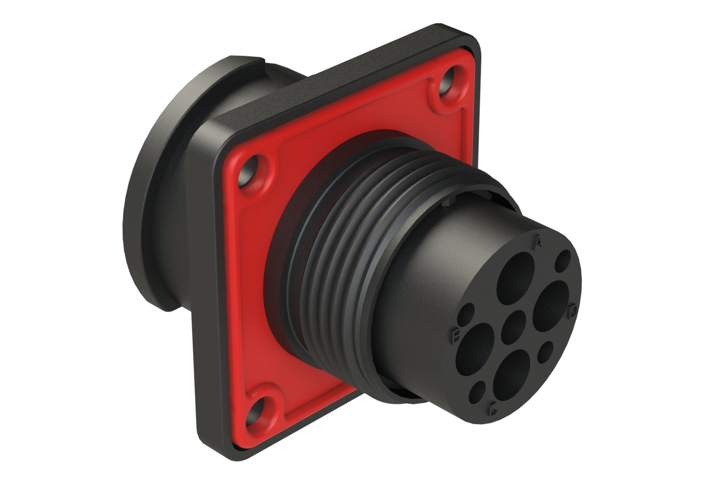 FLS014N4P03-PM Receptacle, Square Flange, 4 Position, Male, Shell Size 14, Silicone Seal with Seal Gasket, Auto-Lock