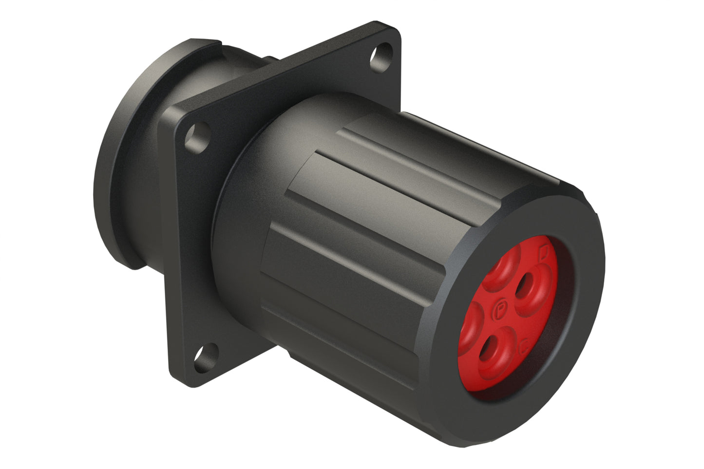 FLS014N4PHEC03 Receptacle, Square Flange, 4 Position, Male, Shell Size 14, Silicone Seal and End Cap with Individual Wire Sealing, Auto-Lock