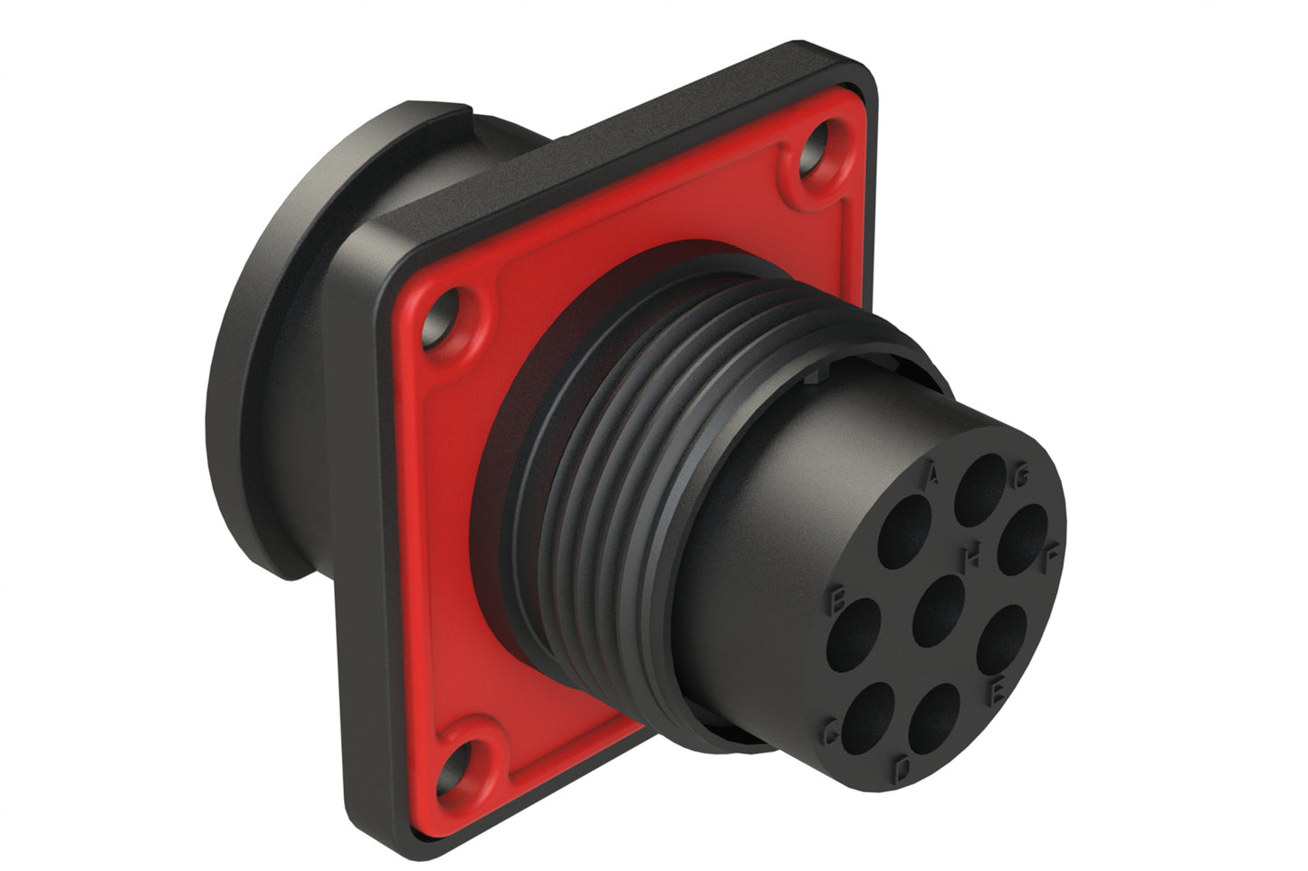 FLS014N8P03-PM Receptacle, Square Flange, 8 Position, Male, Shell Size 14, Silicone Seal with Seal Gasket, Auto-Lock
