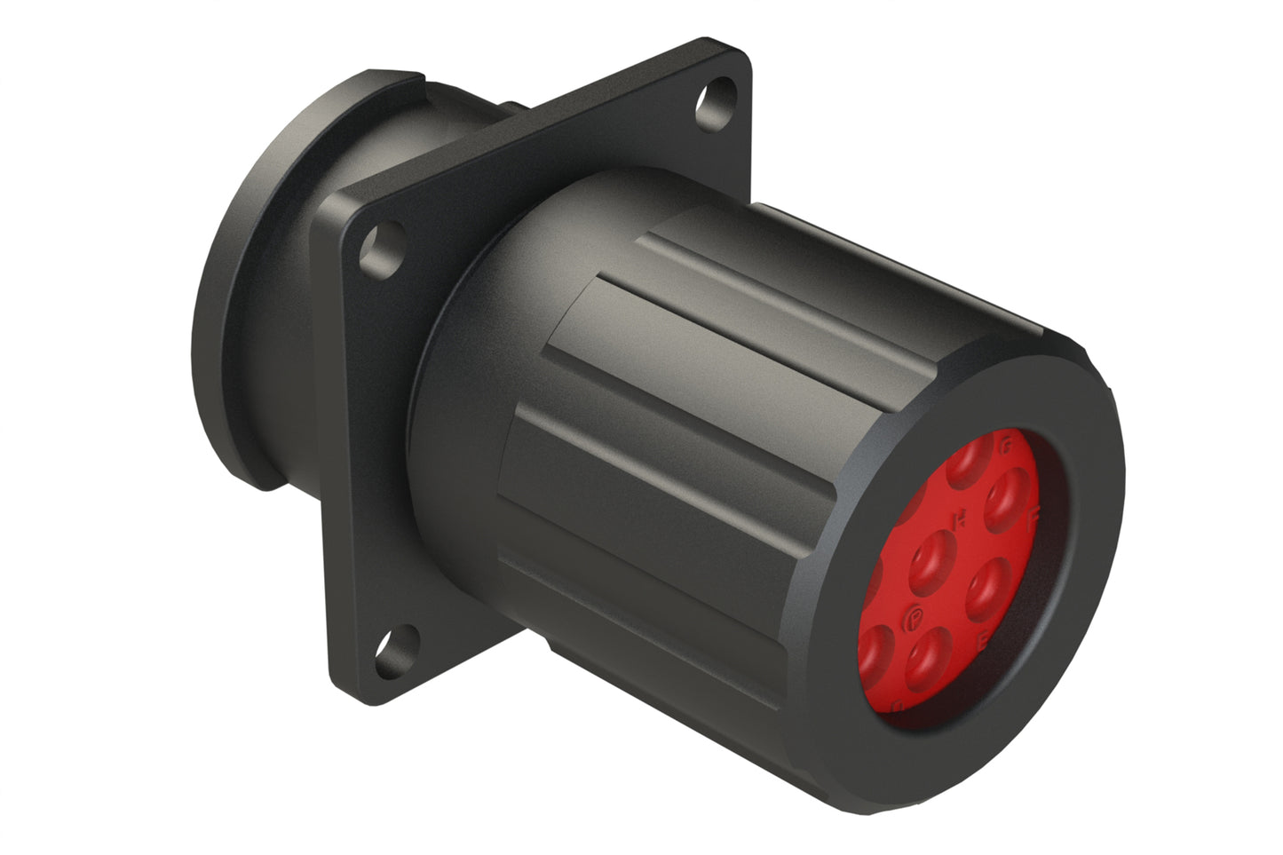 FLS014N8PHEC03 Receptacle, Square Flange, 8 Position, Male, Shell Size 14, Silicone Seal and End Cap with Individual Wire Sealing, Auto-Lock