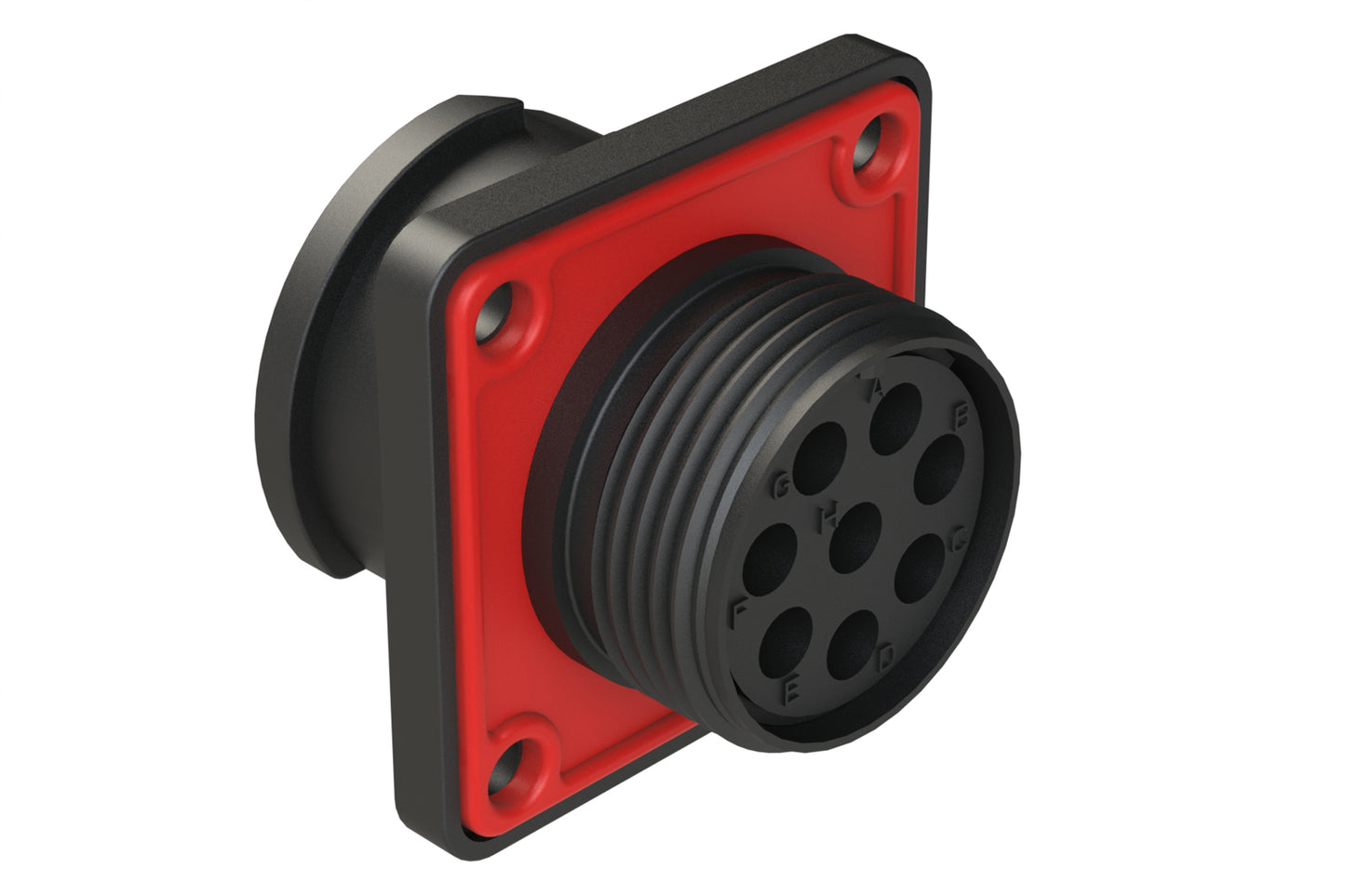 FLS014N8S03-PM Receptacle, Square Flange, 8 Position, Female, Shell Size 14, Silicone Seal with Seal Gasket, Auto-Lock