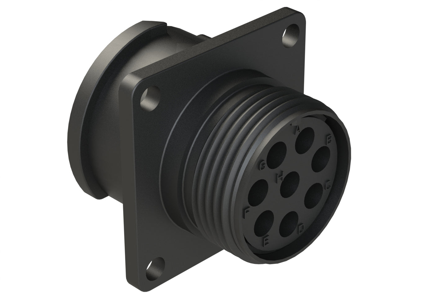 FLS014N8S03 Receptacle, Square Flange, 8 Position, Female, Shell Size 14, Silicone Seal, Auto-Lock