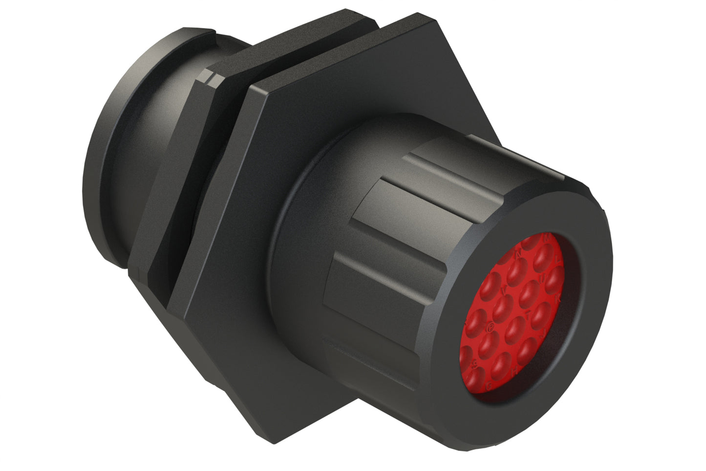 FLS714N19PHEC03 Receptacle, Jam Nut, 19 Position, Male, Shell Size 14, Silicone Seal and End Cap with Individual Wire Sealing, Auto-Lock