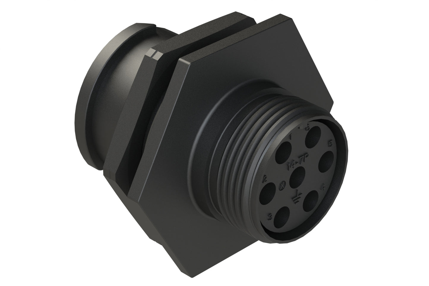 FLS714N7P03 Receptacle, Jam Nut, 7 Position, Male, Shell Size 14, Silicone Seal, Auto-Lock