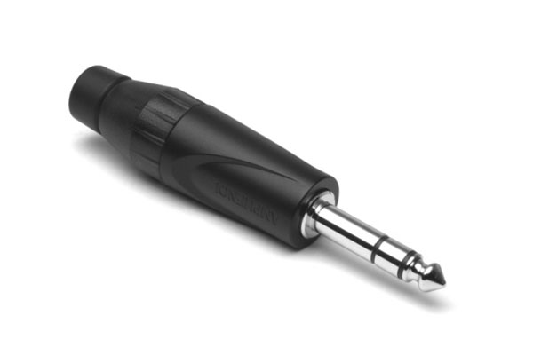JS3PB 1/4" Jumbo Stereo Phone Connector,Thermoplastic Backshell, Black Finish