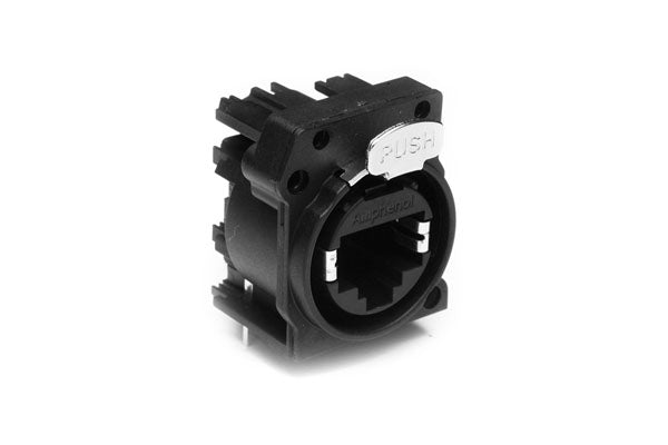 RJX8FA3HB XLRnet ATypeEthernet ChassisMount, Horizontal PCB, Class D, Non-Shielded, No LED, Black, Bulk Packaging. Comparable part no: NE8FAH