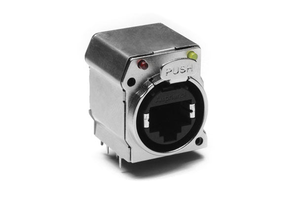 RJX8FB6HRGEB XLRnet BTypeEthernet ChassisMount, Horizontal PCB, CAT6, Shielded, LED Sequence Red/Green, Bulk Packaging