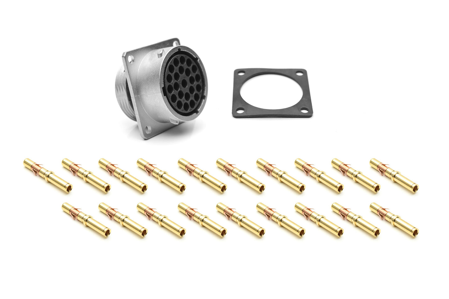 RT001619SKNH03-K Receptacle Kit, Square Flange, 19 Position, Female, Shell Size 16, Silicone Seal, with Machined Gold Contacts, Size 16 (18-16AWG), Gasket, IP69K