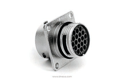 RT0W01419SNH03 Receptacle, Square Flange, 19 Position, Female, Shell Size 14, with Silicone Seal. Comparable part no. UT0W01419SH