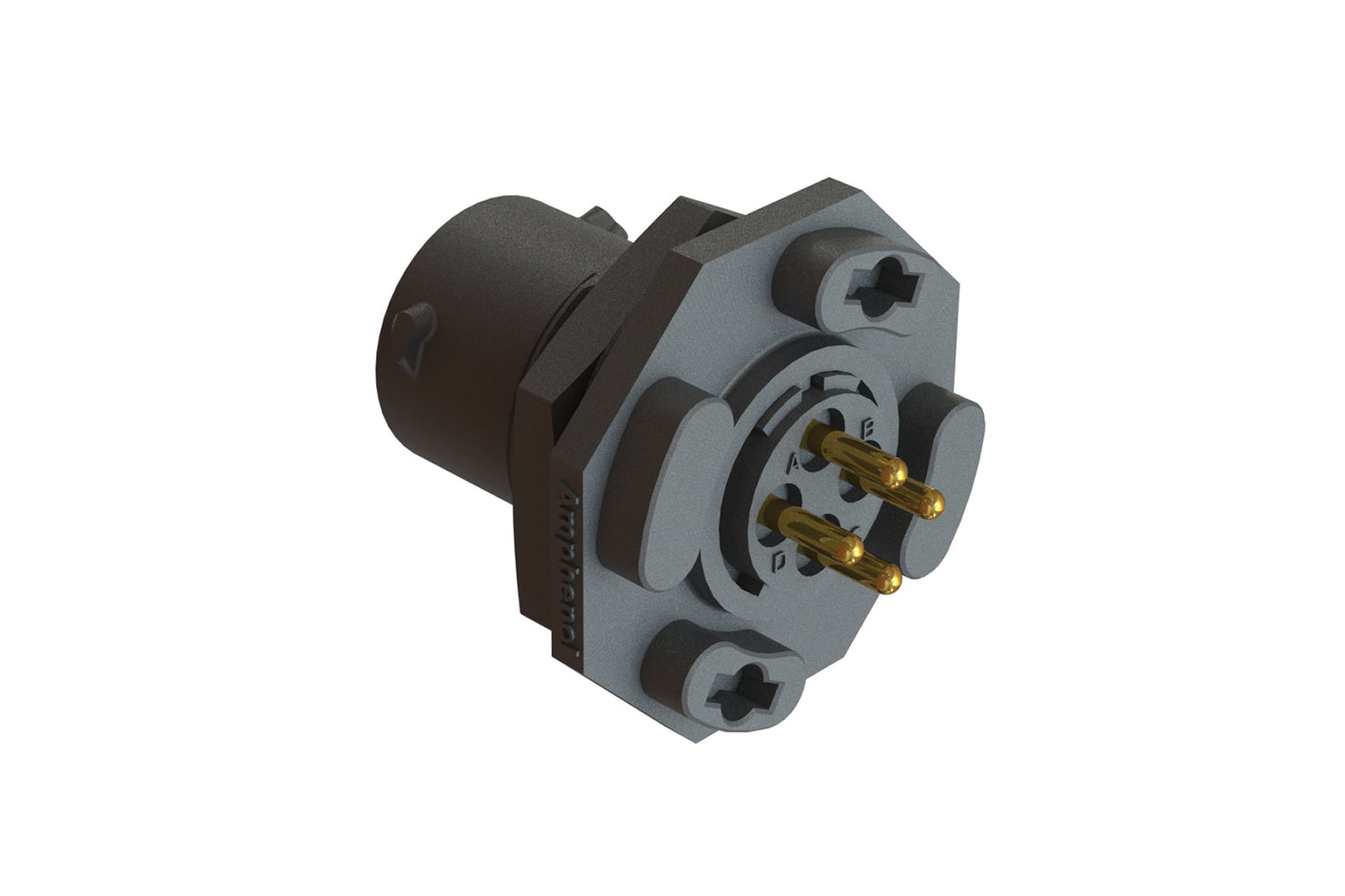 RTS710ND4S03 Receptacle, Jam Nut, PCB Mounted, 4 Position, Female, Shell Size 10, with Silicone Seal. Comparable part no. UTS710D4S