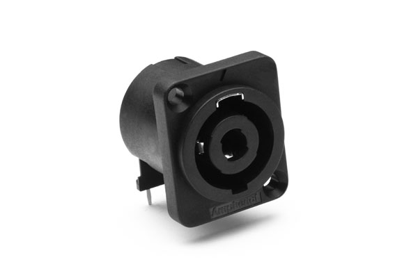 SP-4-MDH 2 Pole Loudspeaker ChassisMount, DType Flange,Thru Holes, Horizontal PCB, Black Finish. Comparable part no: NL4MD-H-1