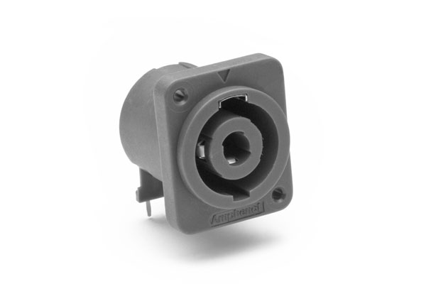 SP-4-MDHT-8 BULK 4 Pole Loudspeaker ChassisMount, 'D'Type Flange, SelfTapping Holes, Horizontal PCB, Grey, Bulk Pack